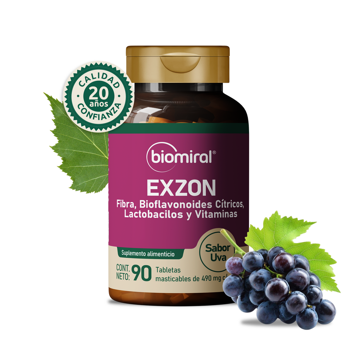 Exzon | Bioflavonoides cítricos, fibra y probióticos | Sabor uva