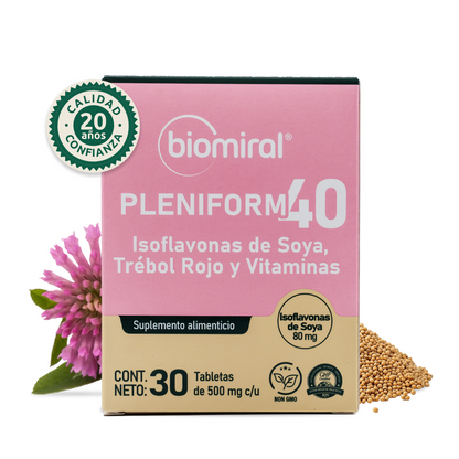 Pleniform 40 | Isoflavonas de soya, trébol rojo, vitaminas y minerales