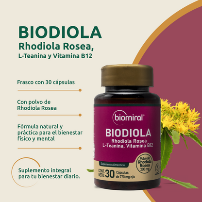 Biodiola Biomiral | Rhodiola rosea + L-Teanina