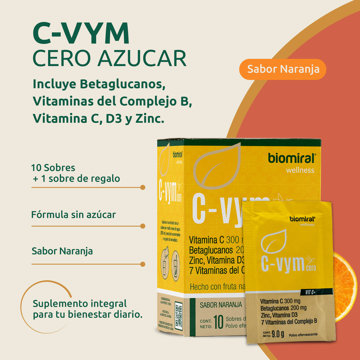 C-VYM Cero Azúcar | Vitamina C, Betaglucanos, Zinc, D3 y Complejo B