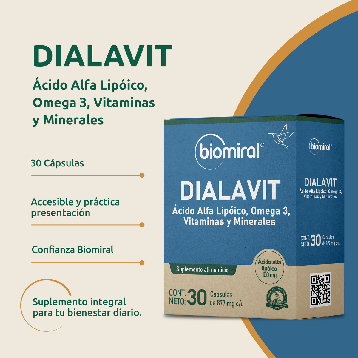 DIALAVIT | Ácido Alfa Lipoico, Omega 3, Vitaminas y Minerales