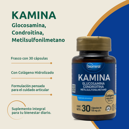 Kamina Biomiral | Glucosamina, Condroitina, MSM y Colágeno