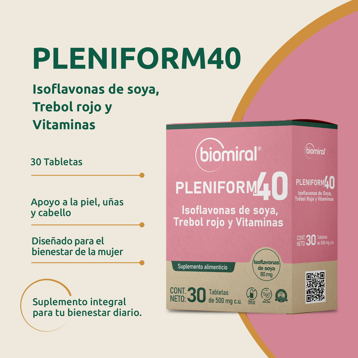 Pleniform 40 | Isoflavonas de soya, trébol rojo, vitaminas y minerales