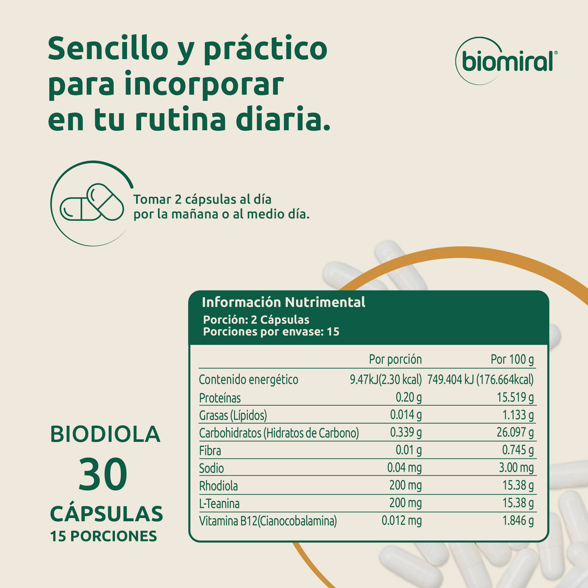 Biodiola Biomiral | Rhodiola rosea + L-Teanina
