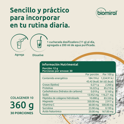 Colagener 10 | 8.33 g de colágeno + Ácido Hialurónico y Magnesio