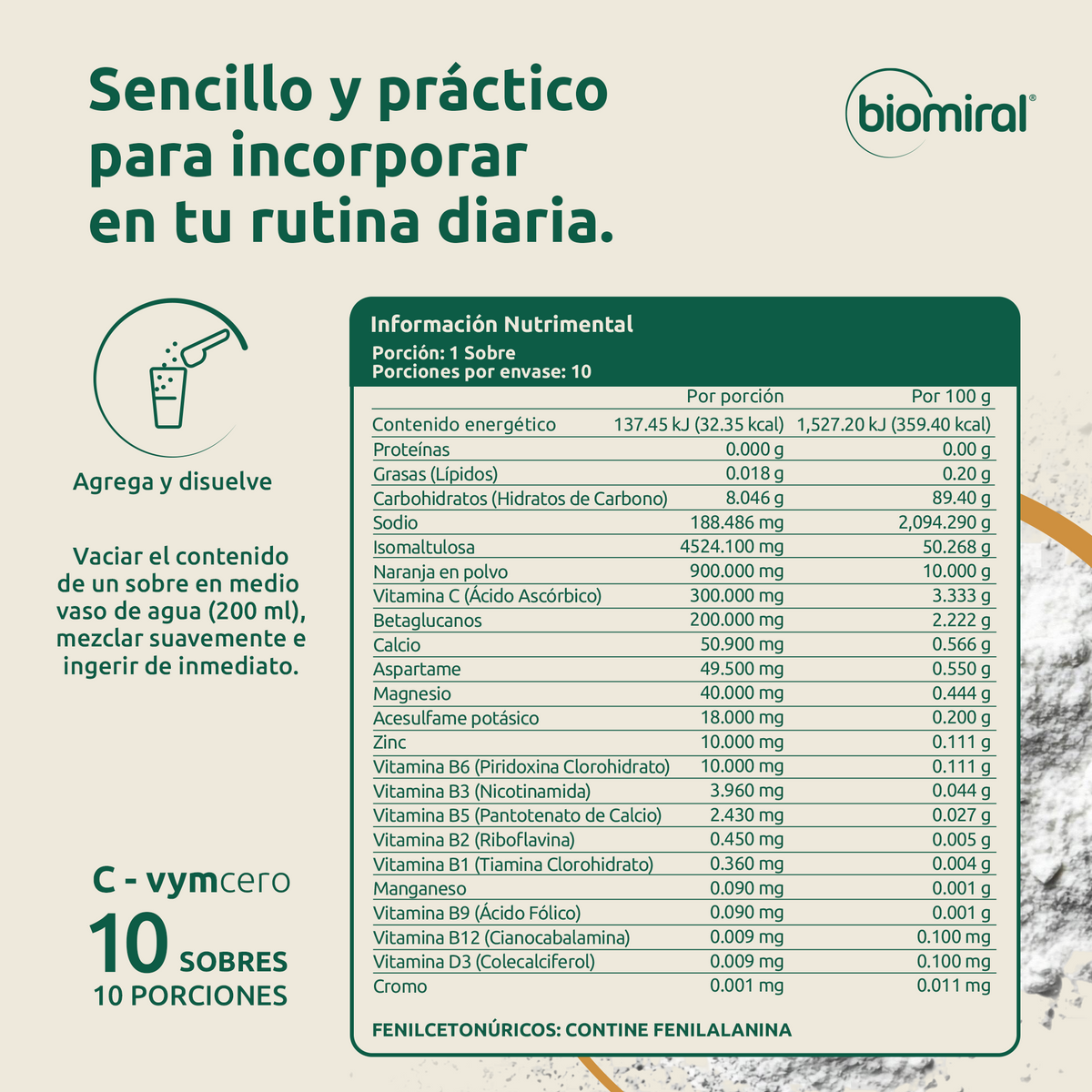 C-VYM Cero Azúcar | Vitamina C, Betaglucanos, Zinc, D3 y Complejo B