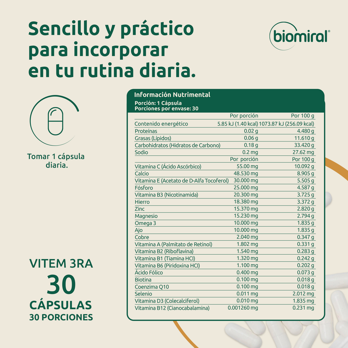Vitem 3ra | Complejo B, Vitaminas A, C, D3 y E + Minerales