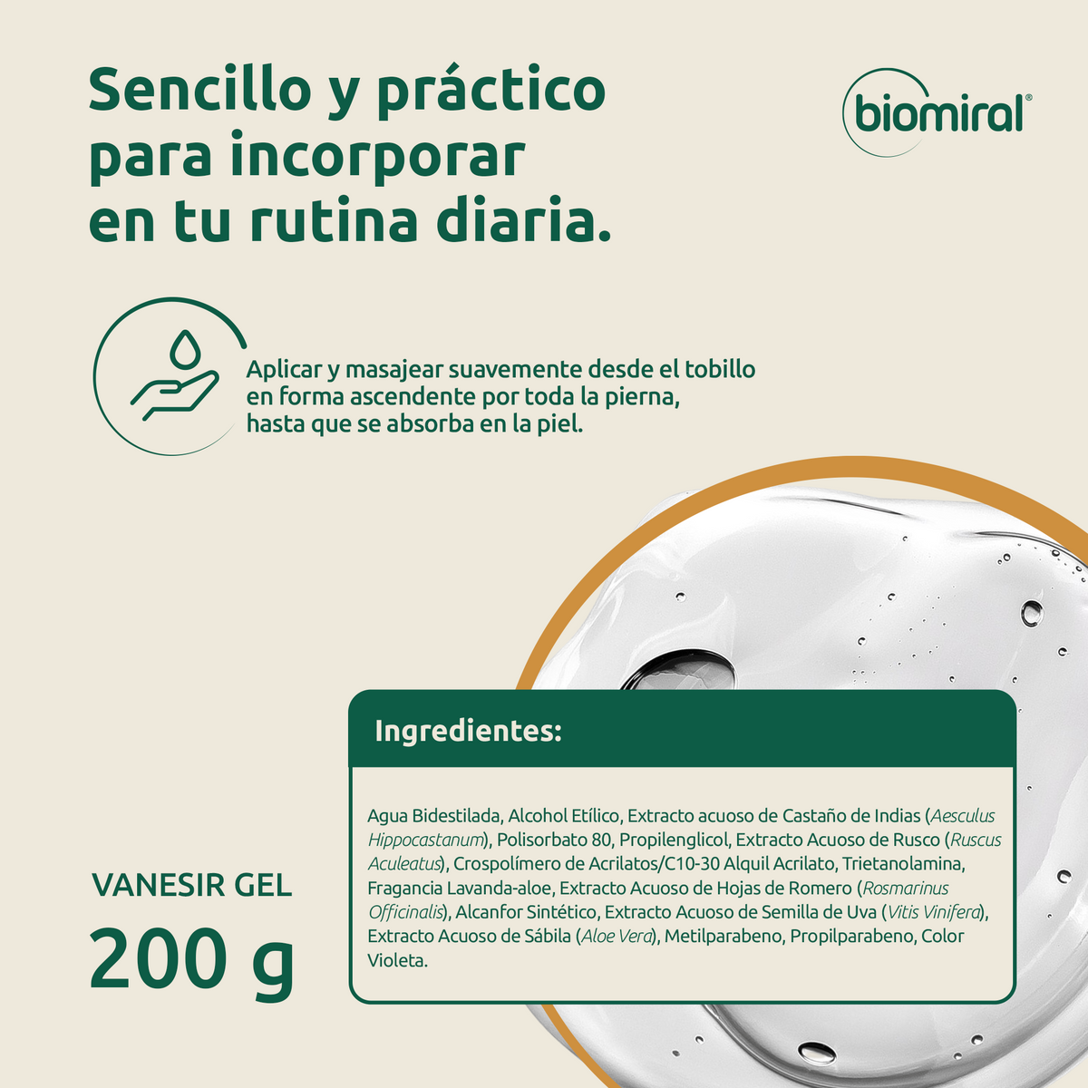 Vanesir Gel | Castaño de Indias, Hamamelis, Romero y Rusco