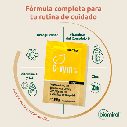 C-VYM Cero Azúcar | Vitamina C, Betaglucanos, Zinc, D3 y Complejo B