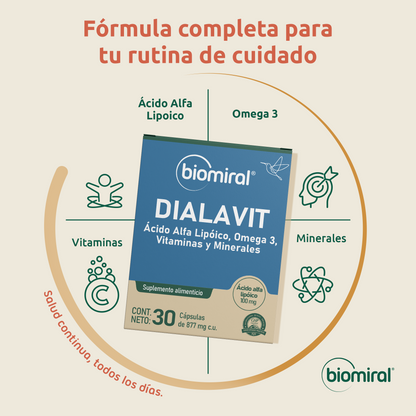DIALAVIT | Ácido Alfa Lipoico, Omega 3, Vitaminas y Minerales