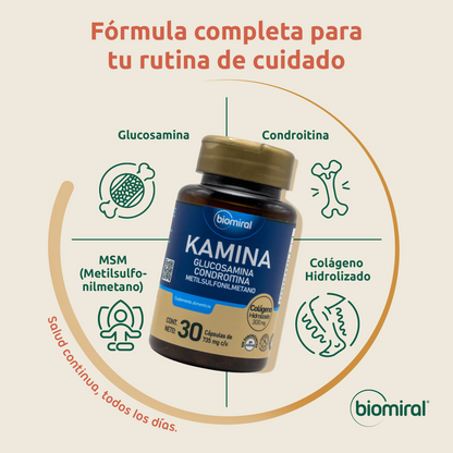 Kamina Biomiral | Glucosamina, Condroitina, MSM y Colágeno