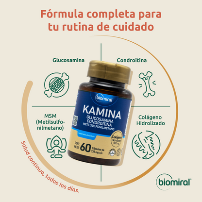 Kamina Biomiral | Glucosamina, Condroitina, MSM y Colágeno