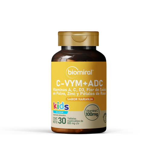 C-VYM Kids | Vitaminas A, C y D3 + Zinc | Masticables sabor naranja