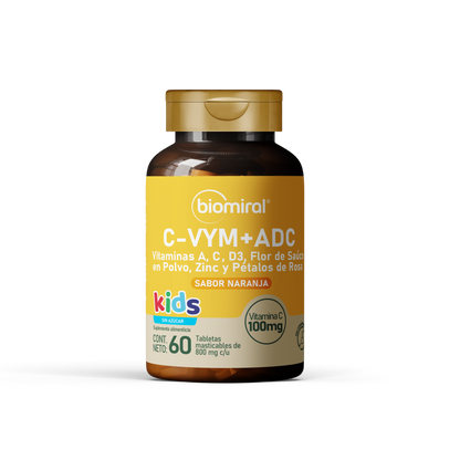 C-VYM Kids | Vitaminas A, C y D3 + Zinc | Masticables sabor naranja