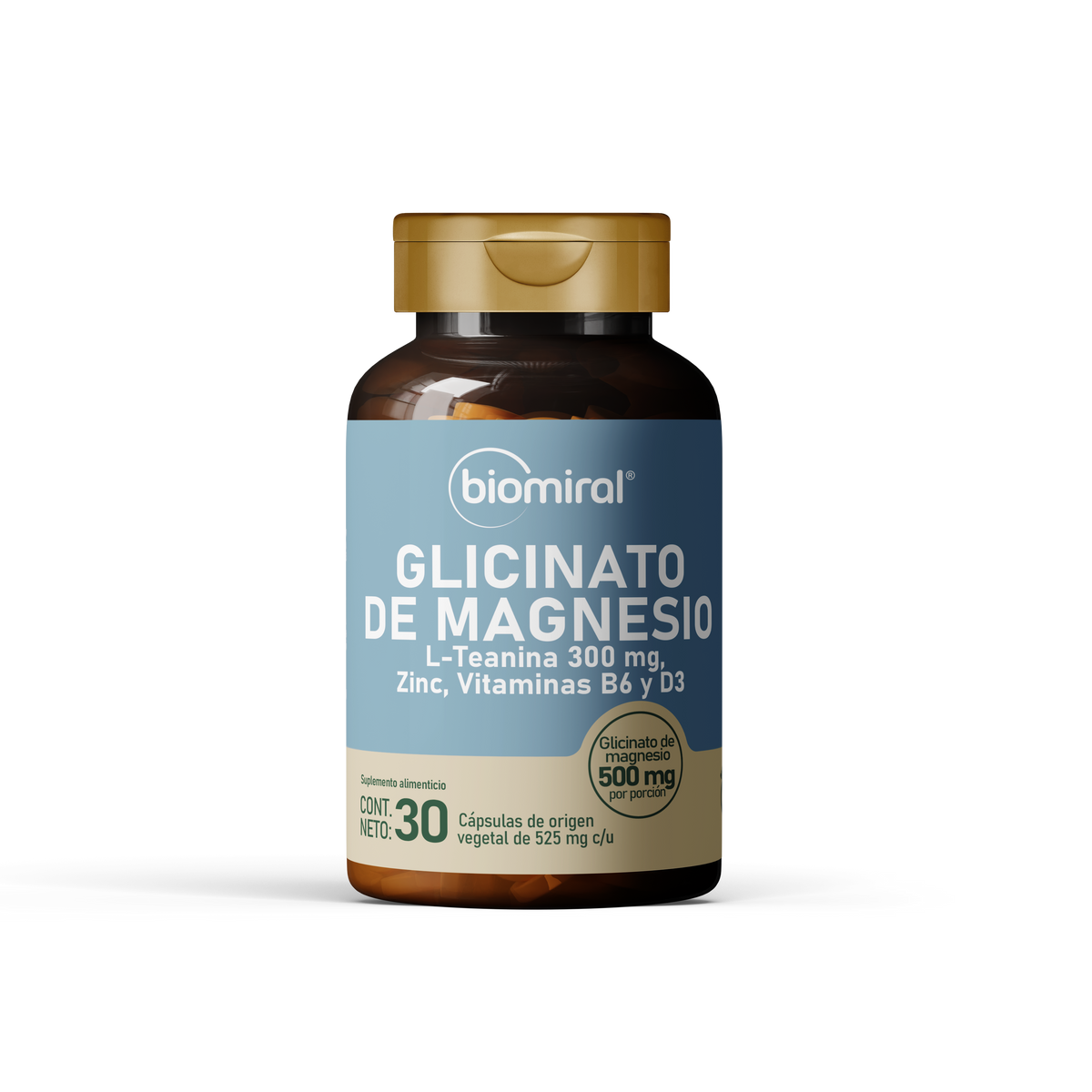Glicinato de Magnesio Biomiral | Con L-Teanina, Zinc y vitaminas B6 y D3