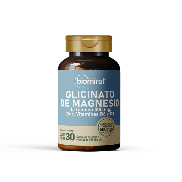 Glicinato de Magnesio Biomiral | Con L-Teanina, Zinc y vitaminas B6 y D3
