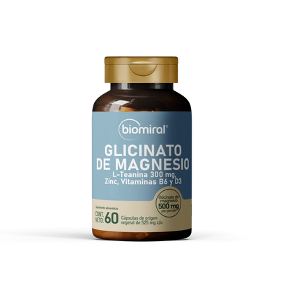 Glicinato de Magnesio Biomiral | Con L-Teanina, Zinc y vitaminas B6 y D3