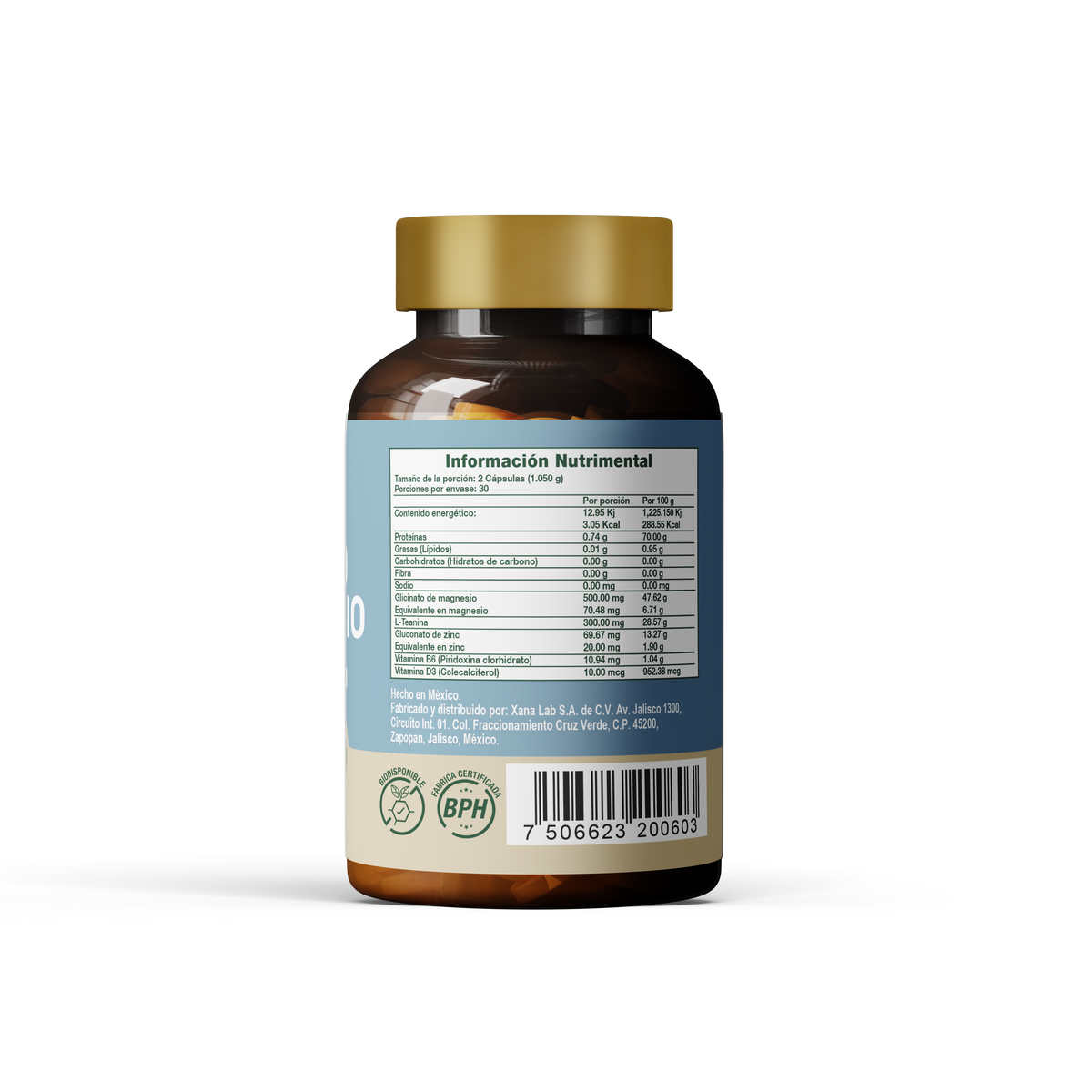 Glicinato de Magnesio Biomiral | Con L-Teanina, Zinc y vitaminas B6 y D3