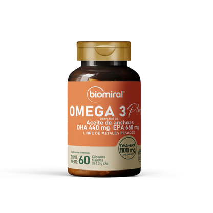 Omega 3 Plus Biomiral | 660 mg de EPA + 440 mg de DHA